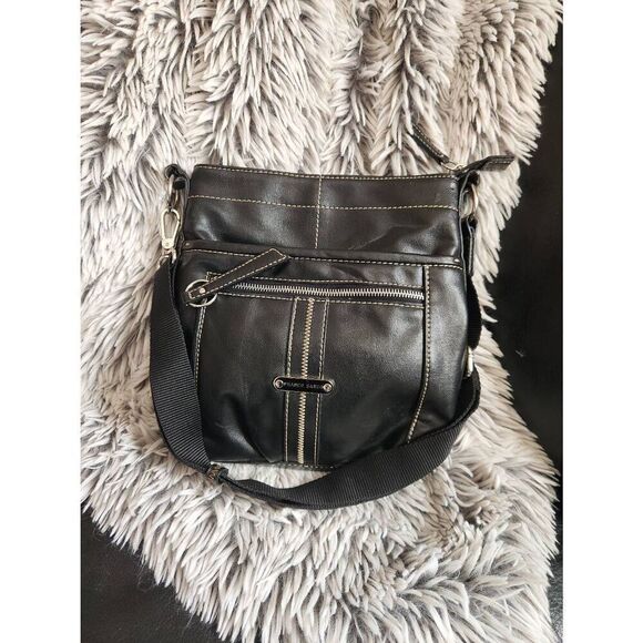 FRANCO SARTO Black Crossbody bag with nylon strap EUC - Picture 1 of 12